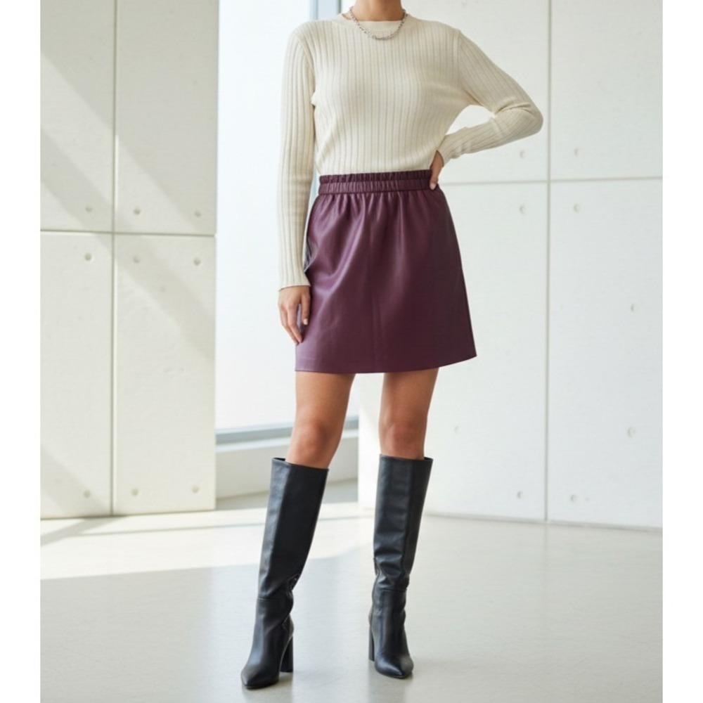 NEW Loft S Mini Skirt Purple Faux Leather Mini Edgy Office Siren Whimsigoth Alt